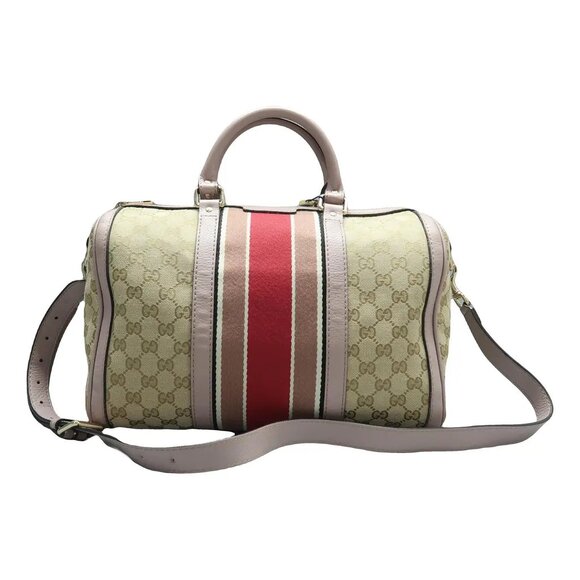 GUCCI Boston Brown Cloth Satchel 656-061925 - Picture 1 of 12